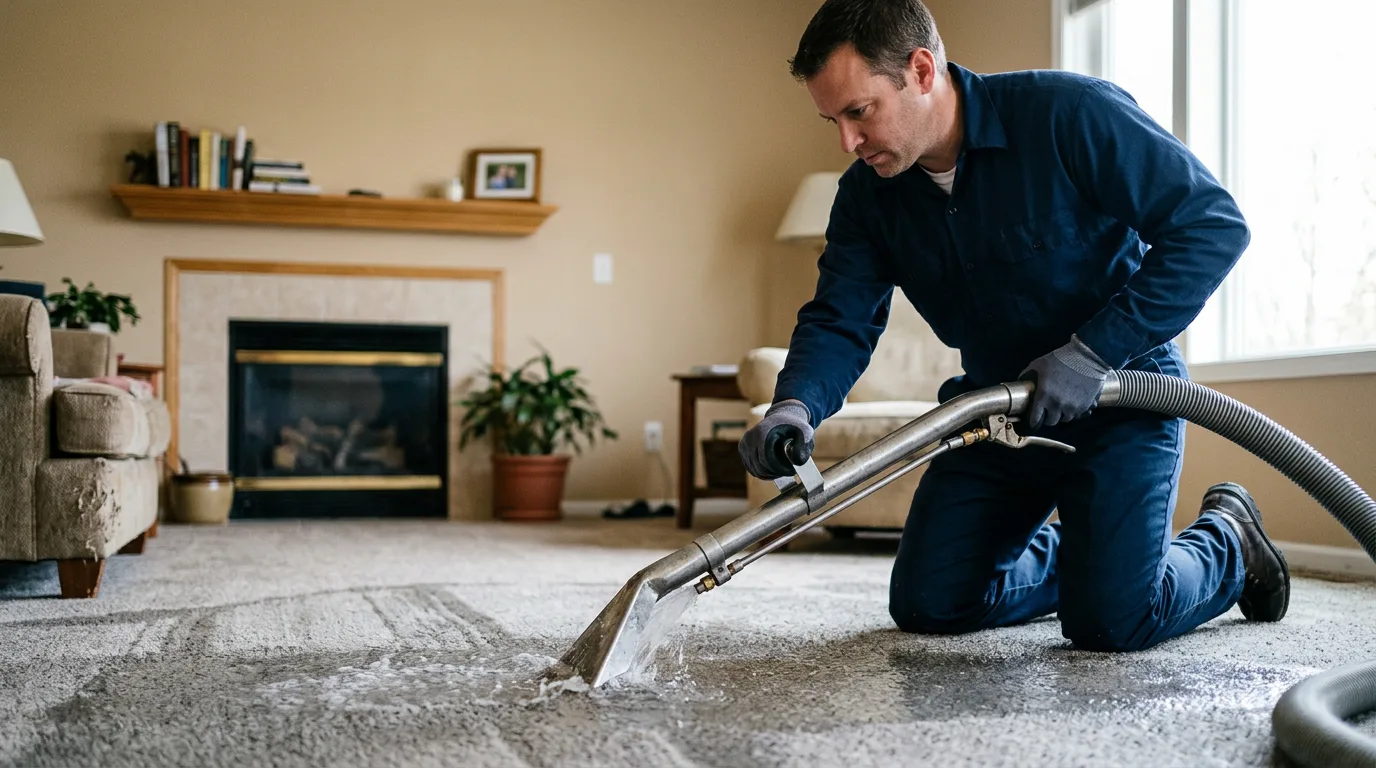 Water damage restoration technician working near Goshen, VA